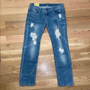 Machine Jeans Blue Distressed Skinny Jeans Size 30